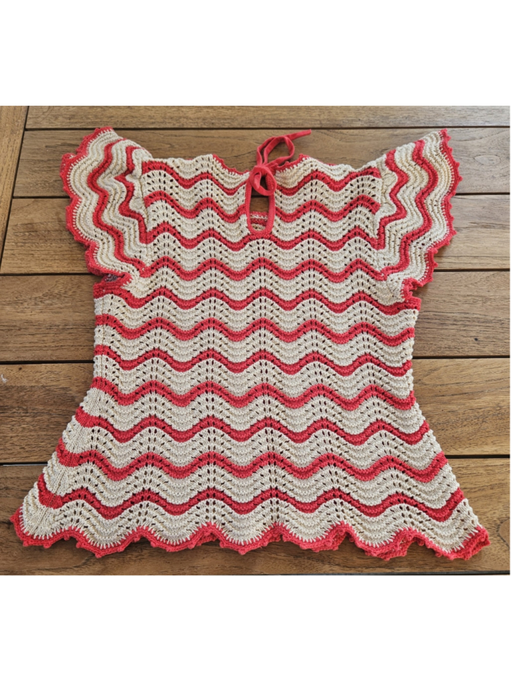 Rails Coen Top Crocheted Sweater in Cherry Oat Stripe Size S - Picture 3 of 7